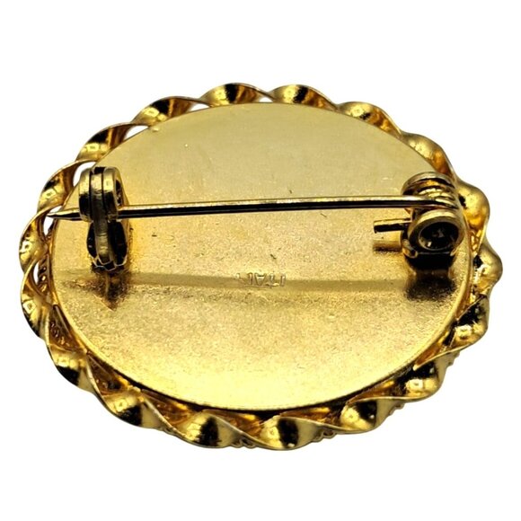 Vintage Italy Mosaic Brooch Floral Multi Colored Tesserae Gold Tone Circle Pin C - Picture 8 of 10